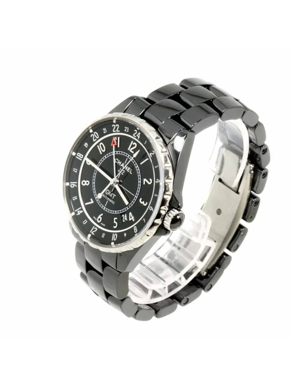 Chanel GMT 38 Watch Date Black Ceramic Automatic Winding